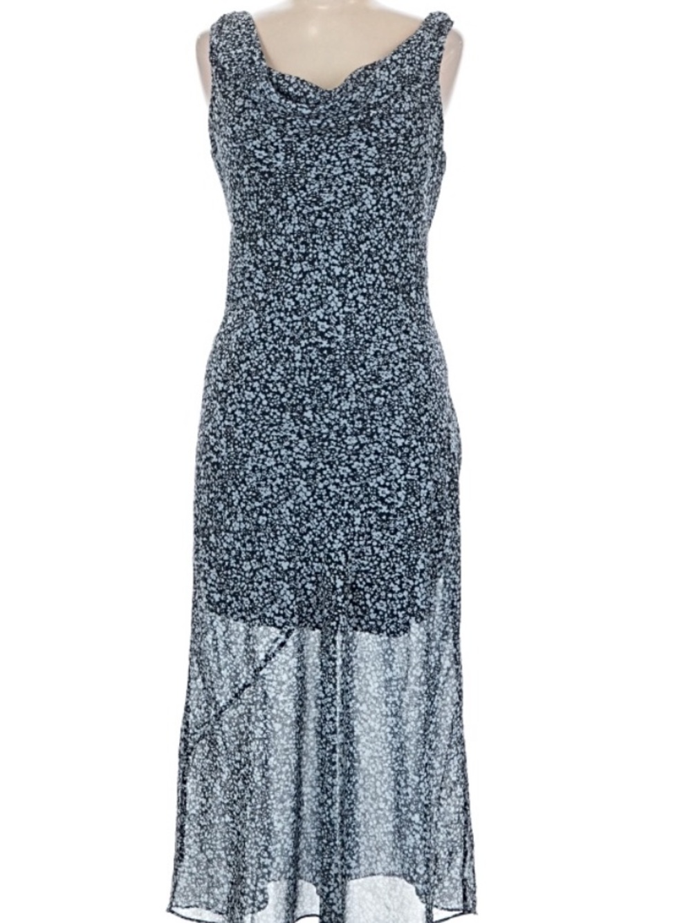 Abercrombie & Fitch Navy Micro-Floral Sleeveless Midi Dress